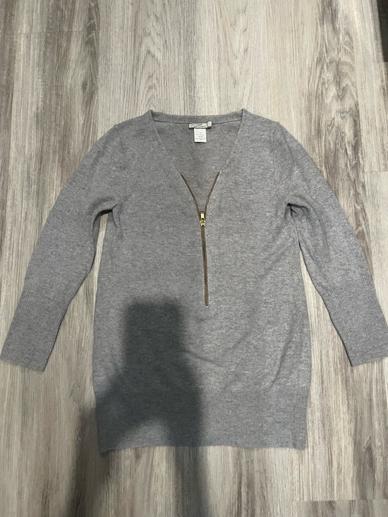 J. Crew Sweaters - J Crew Italian Cashmere Light Grey V-Neck Zip-Front Women's Sweater. Size Small.